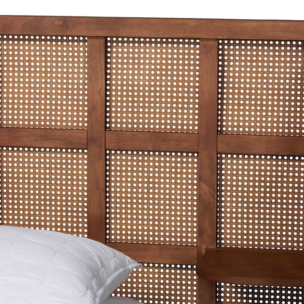 Cascadia Mid-Century Modern Walnut Brown Wood Queen Size Wingback Platform Bed. Picture 4