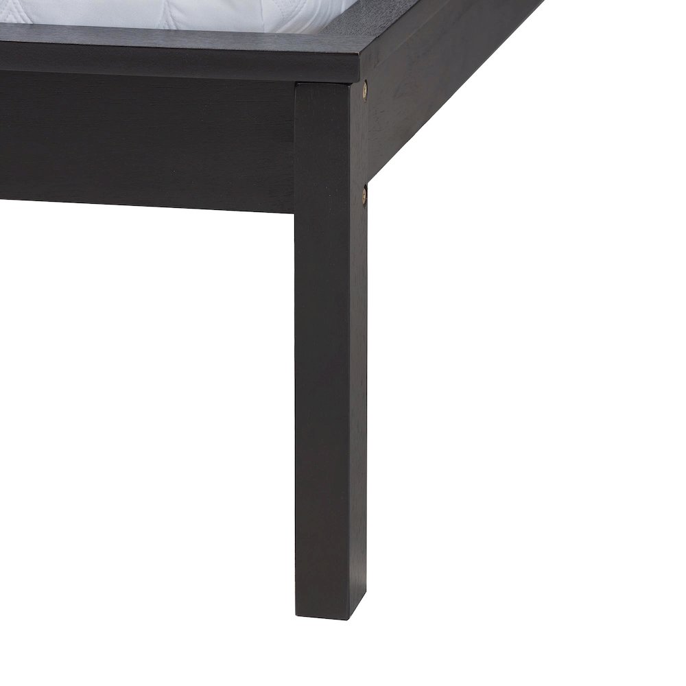 Cascadia Mid-Century Modern Ebony Black Wood Queen Size Wingback Platform Bed. Picture 5