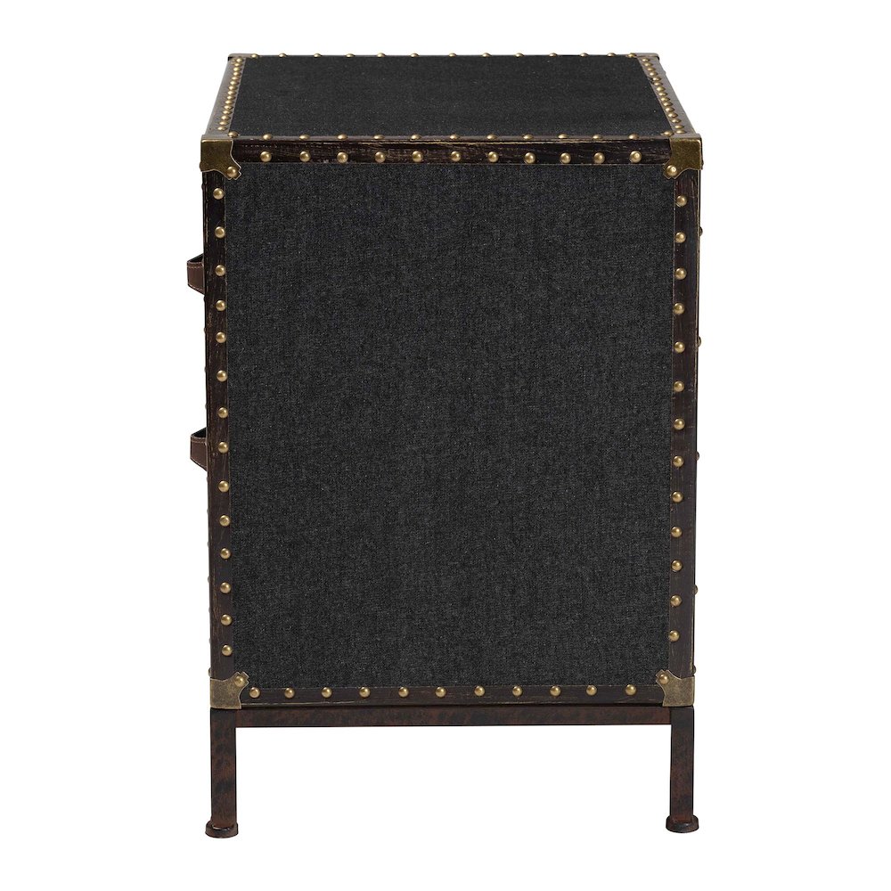 Laura Vintage Black Canvas 2-Drawer End Table Trunk. Picture 4