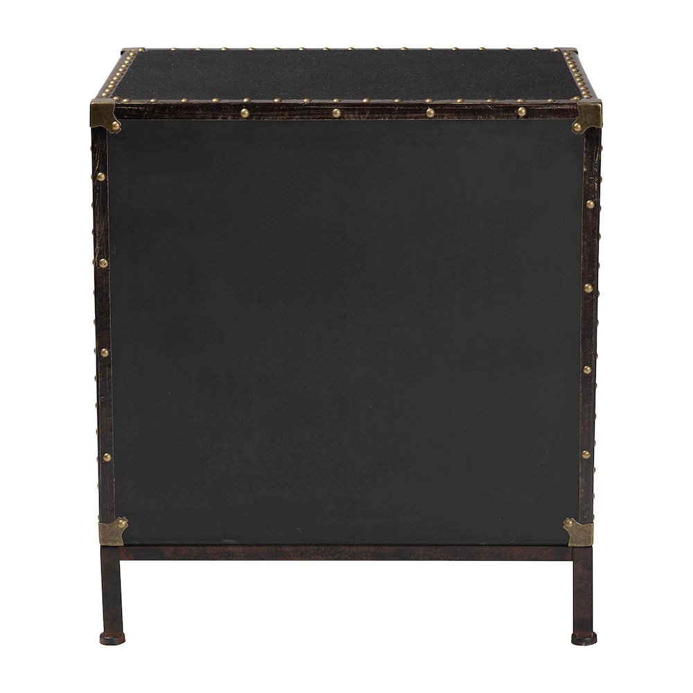 Laura Vintage Black Canvas 2-Drawer End Table Trunk. Picture 5