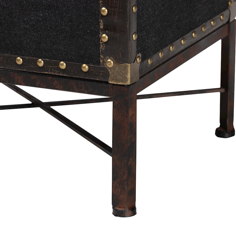 Laura Vintage Black Canvas Lift-Top Trunk End Table. Picture 7