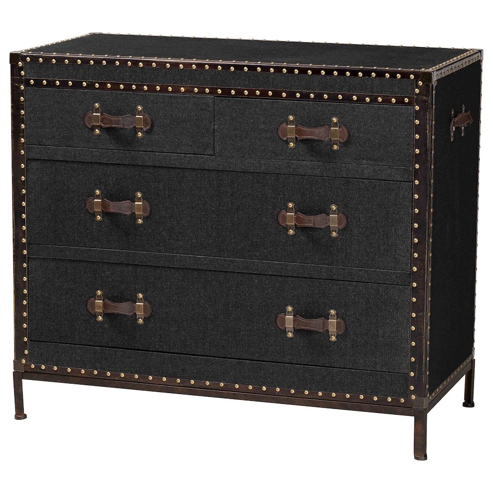 Studio Benton Vintage Black Canvas 4-Drawer Storage Cabinet. Picture 1