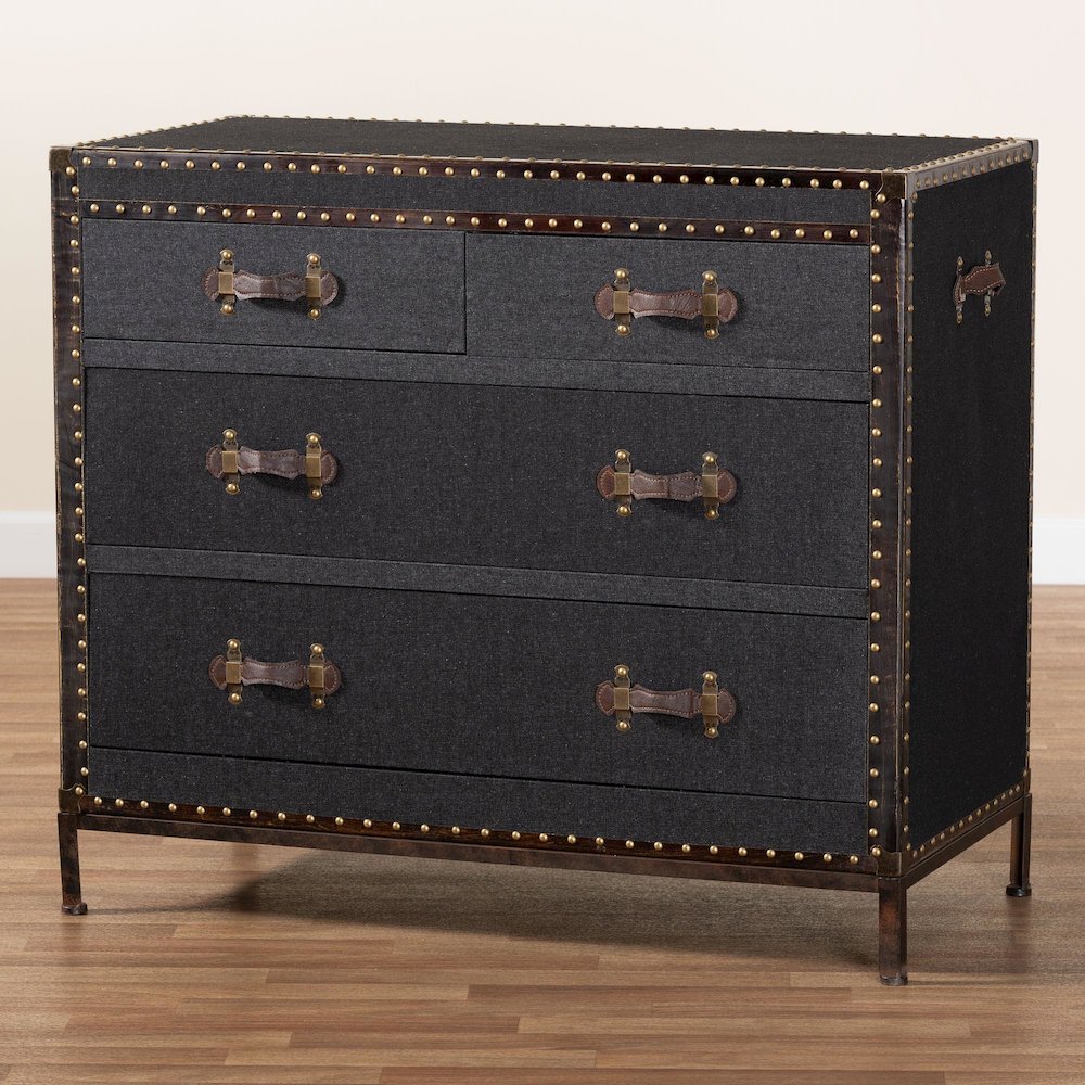 Studio Benton Vintage Black Canvas 4-Drawer Storage Cabinet. Picture 10