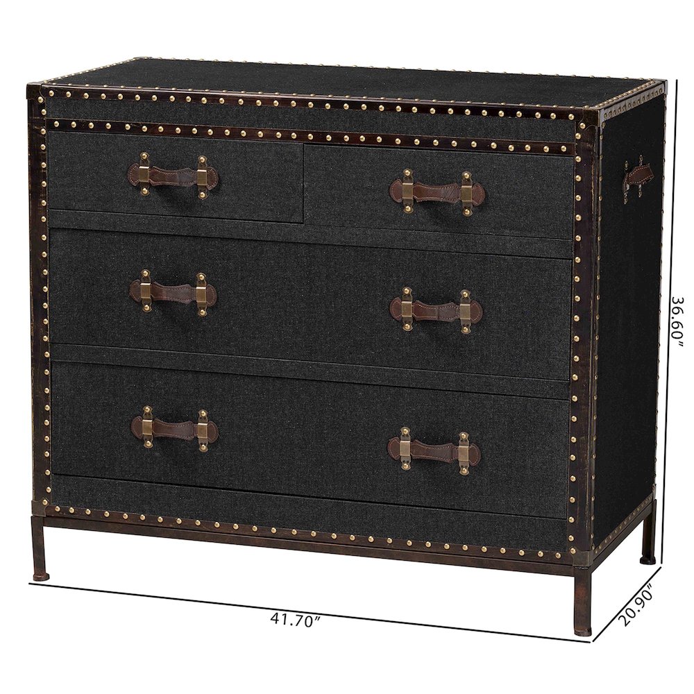 Studio Benton Vintage Black Canvas 4-Drawer Storage Cabinet. Picture 11