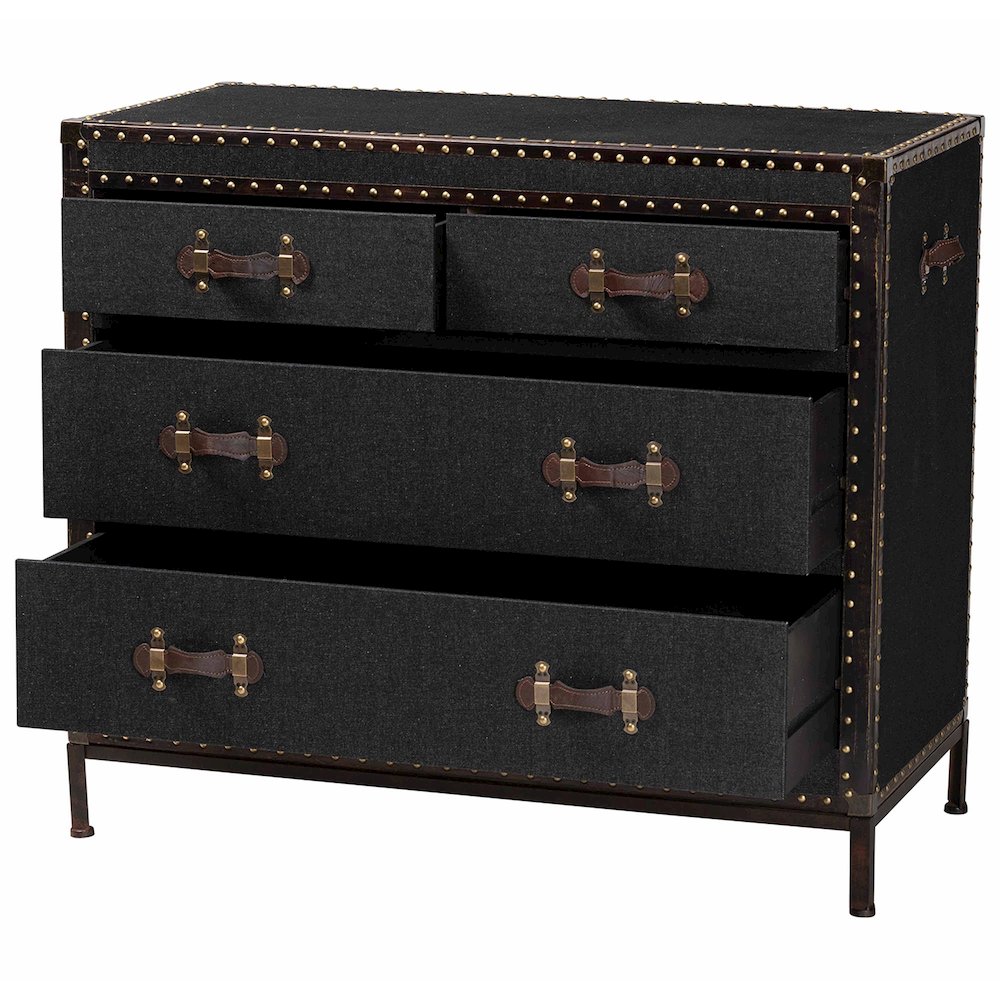 Studio Benton Vintage Black Canvas 4-Drawer Storage Cabinet. Picture 2