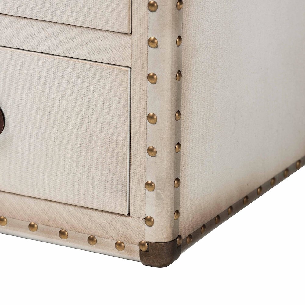 Mallison Vintage White Canvas 3-Drawer End Table. Picture 7