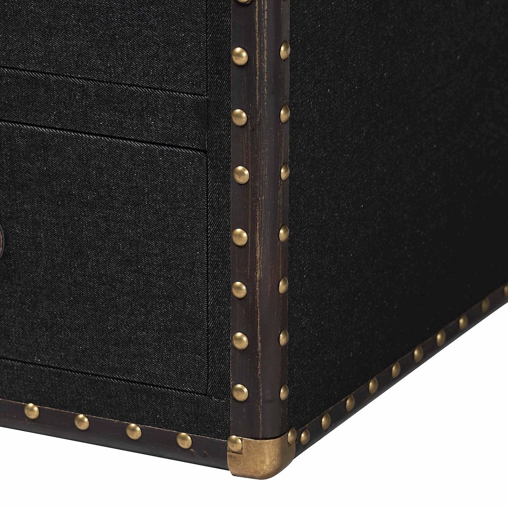 Mallison Vintage Black Canvas 3-Drawer End Table. Picture 7