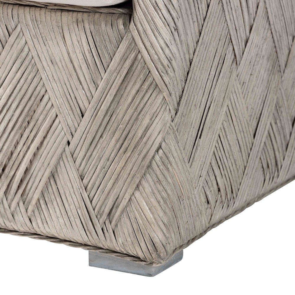Natural Rattan Lounge Chair - Handwoven Wicker Armchair with Tuxedo Frame. Picture 7