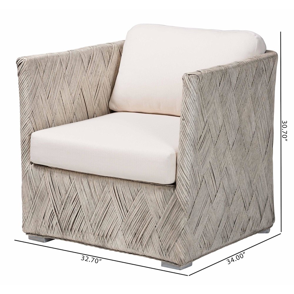 Natural Rattan Lounge Chair - Handwoven Wicker Armchair with Tuxedo Frame. Picture 8