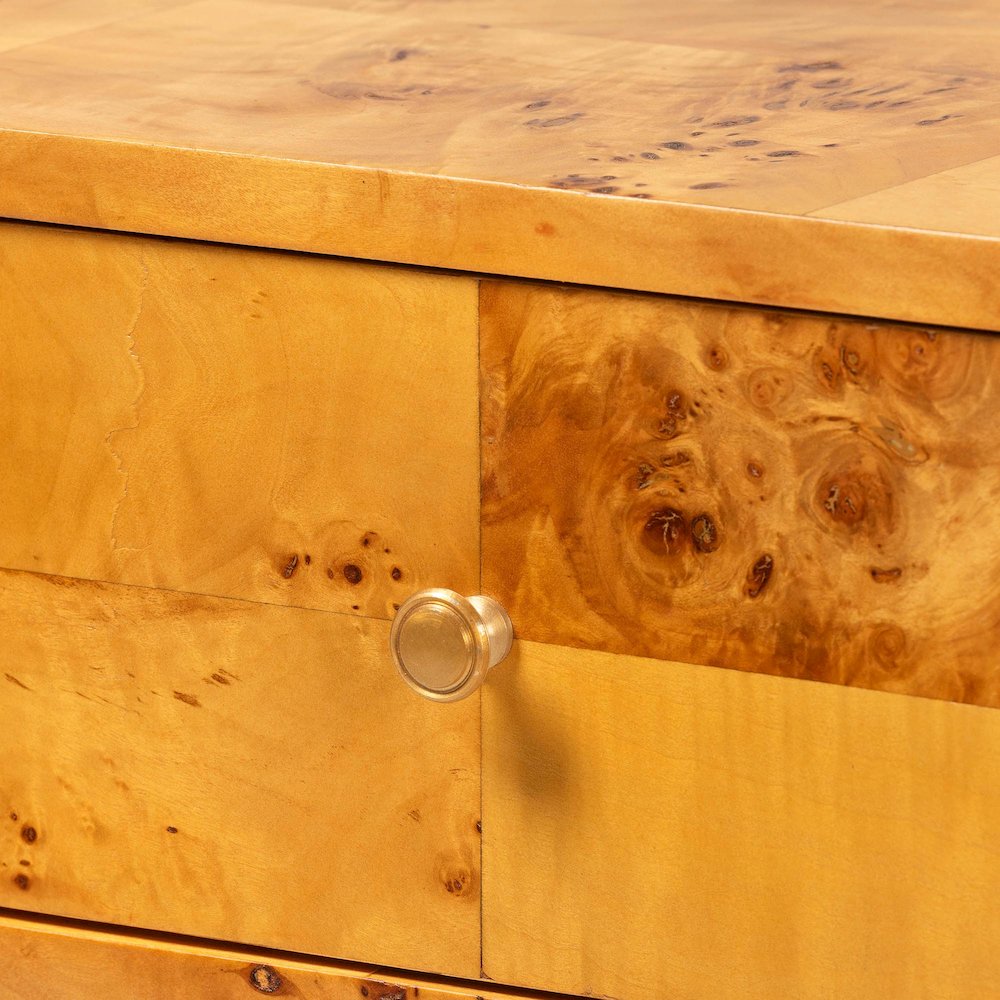 Contemporary Natural Light Mappa Real Burl Wood 2-Drawer Console Table. Picture 5