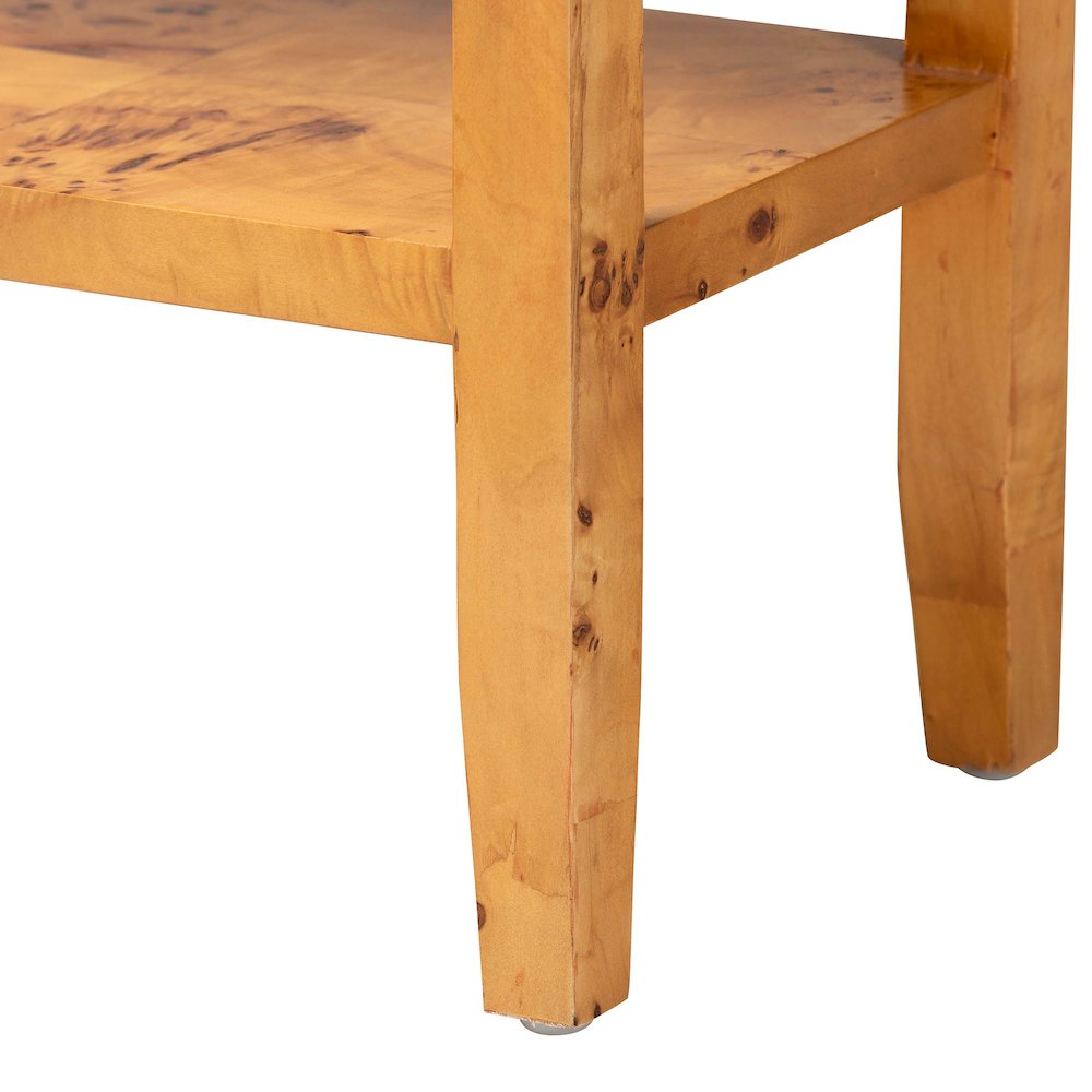 Contemporary Natural Light Mappa Real Burl Wood 2-Drawer Console Table. Picture 6