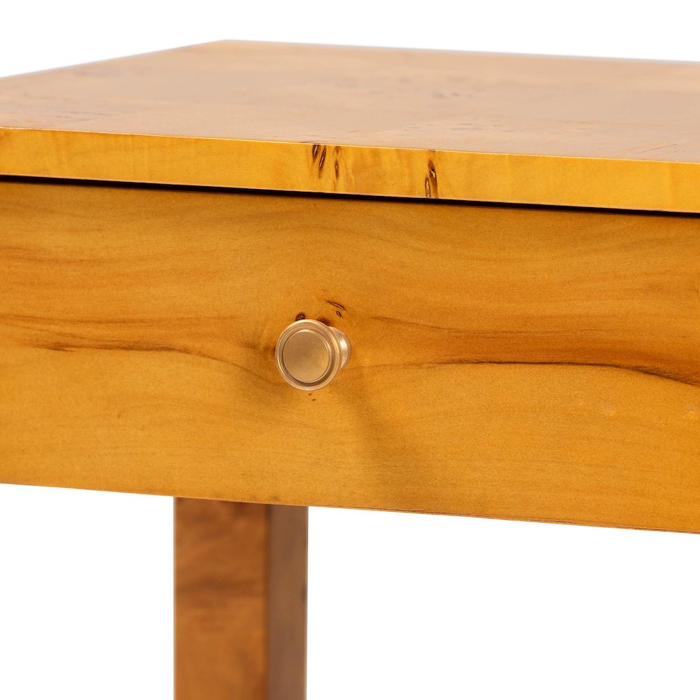Modern and Contemporary Natural Light Mappa Real Burl Wood 2-Drawer Nightstand. Picture 5