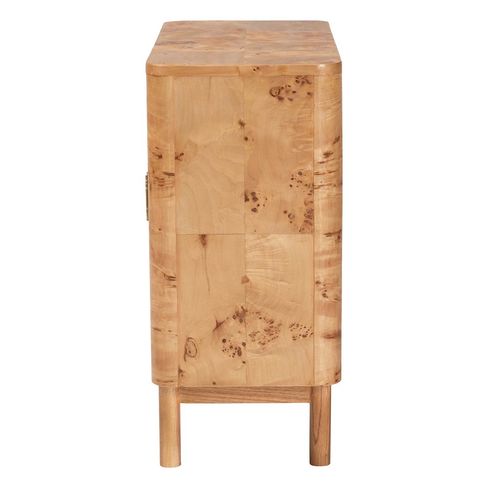 Latika Modern and Contemporary Natural Mappa Real Burl Wood Storage Cabinet. Picture 4