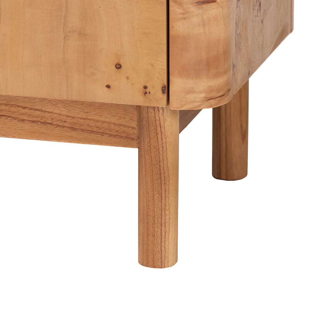 Latika Modern and Contemporary Natural Mappa Real Burl Wood Storage Cabinet. Picture 6