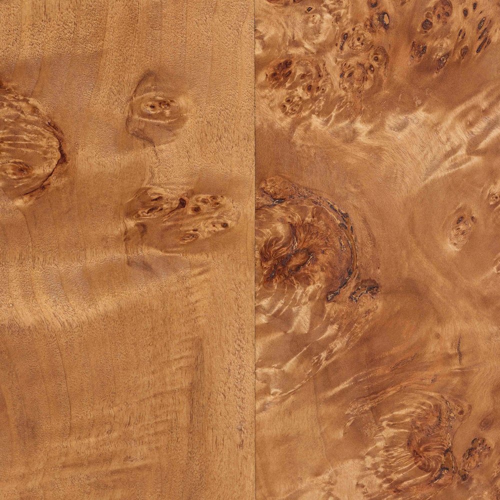 Modern and Contemporary Natural Mappa Real Burl Wood 4-Door Sideboard Buffet. Picture 6