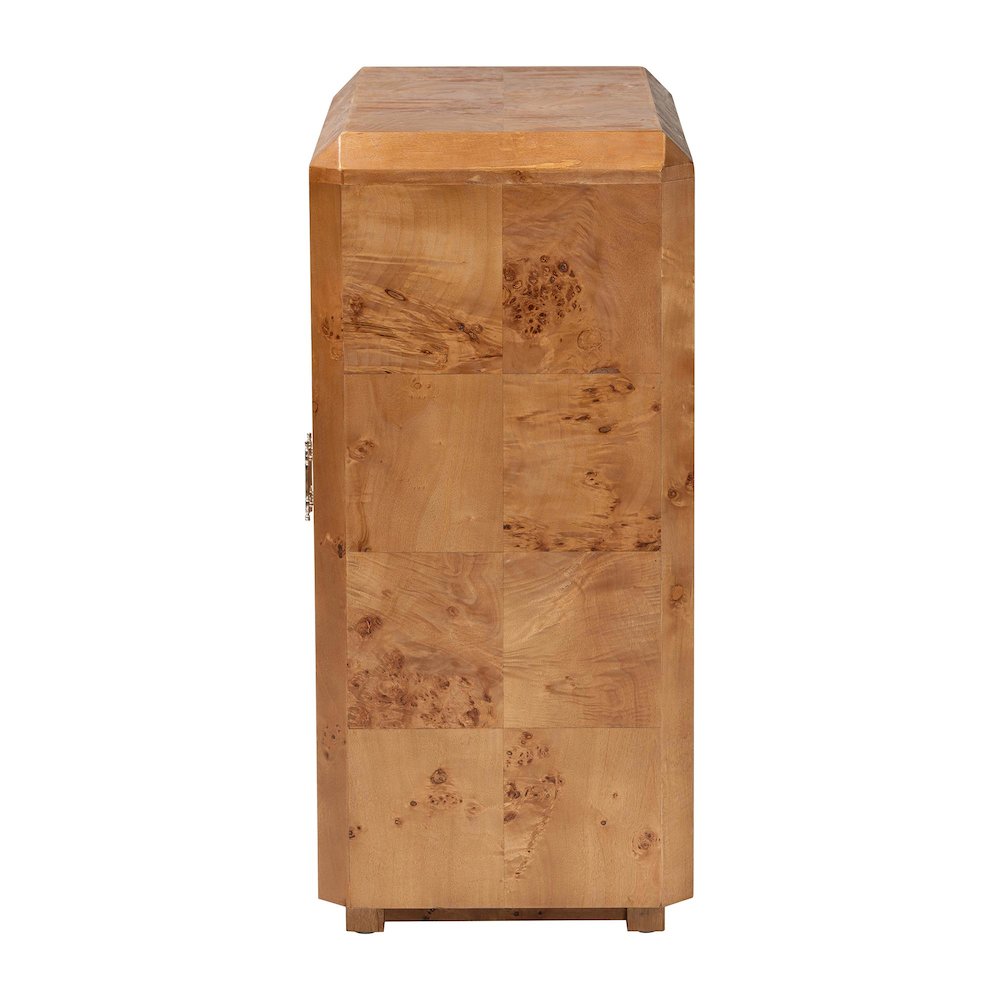 Modern and Contemporary Natural Mappa Real Burl Wood 2-Door Console Cabinet. Picture 4