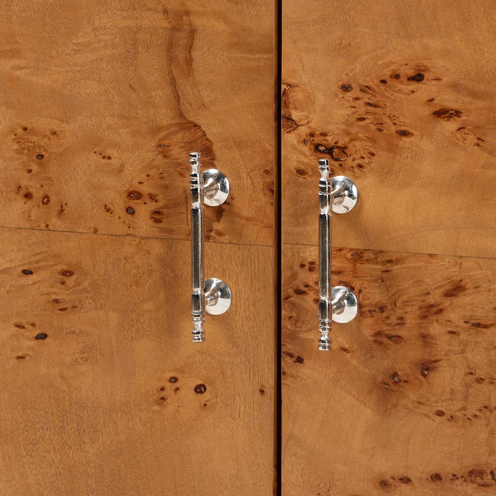 Modern and Contemporary Natural Mappa Real Burl Wood 2-Door Console Cabinet. Picture 5
