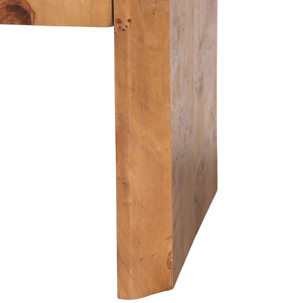 Nebu Modern and Contemporary Natural Mappa Real Burl Wood Nightstand. Picture 6