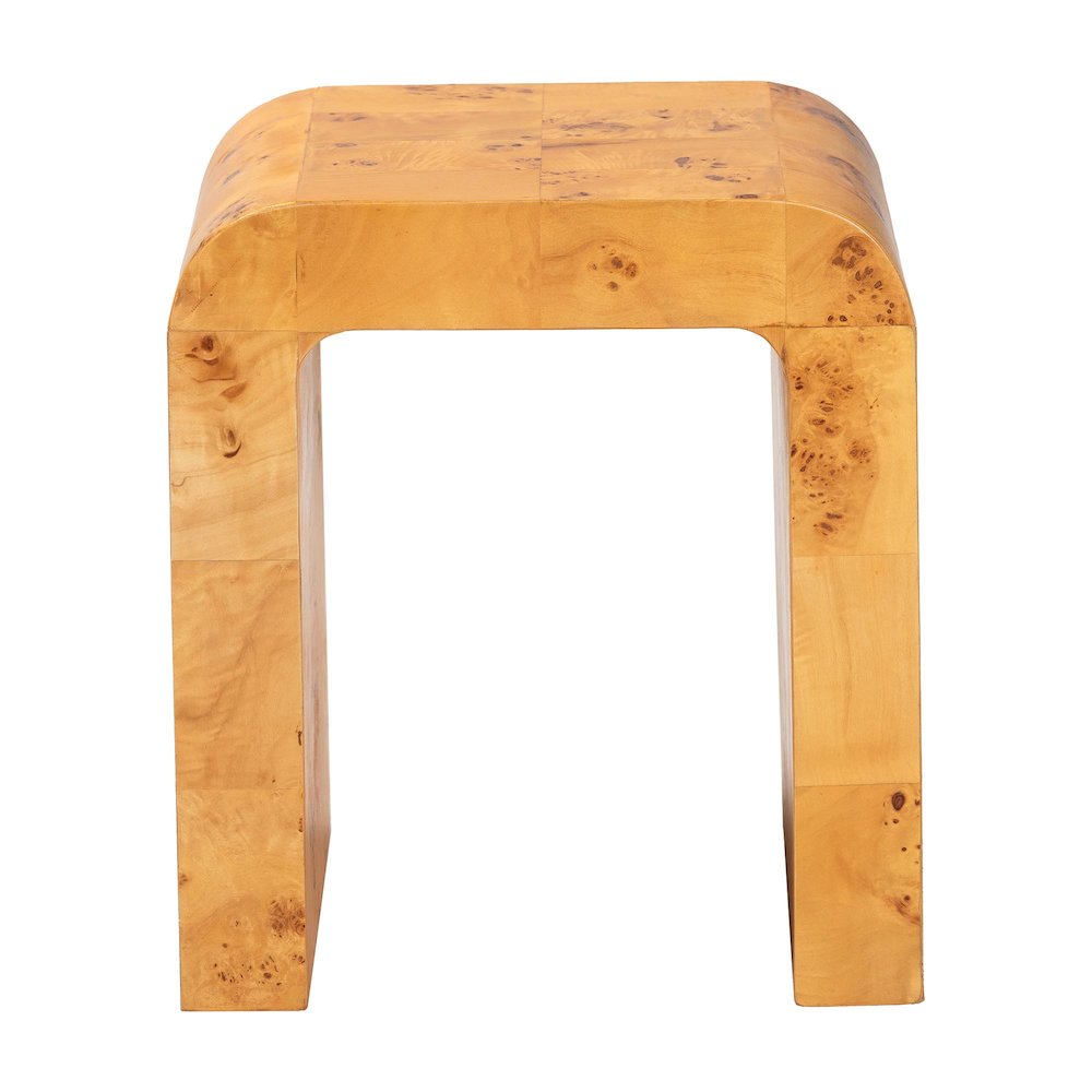 Revelle Modern and Contemporary Natural Light Mappa Real Burl Wood End Table. Picture 2