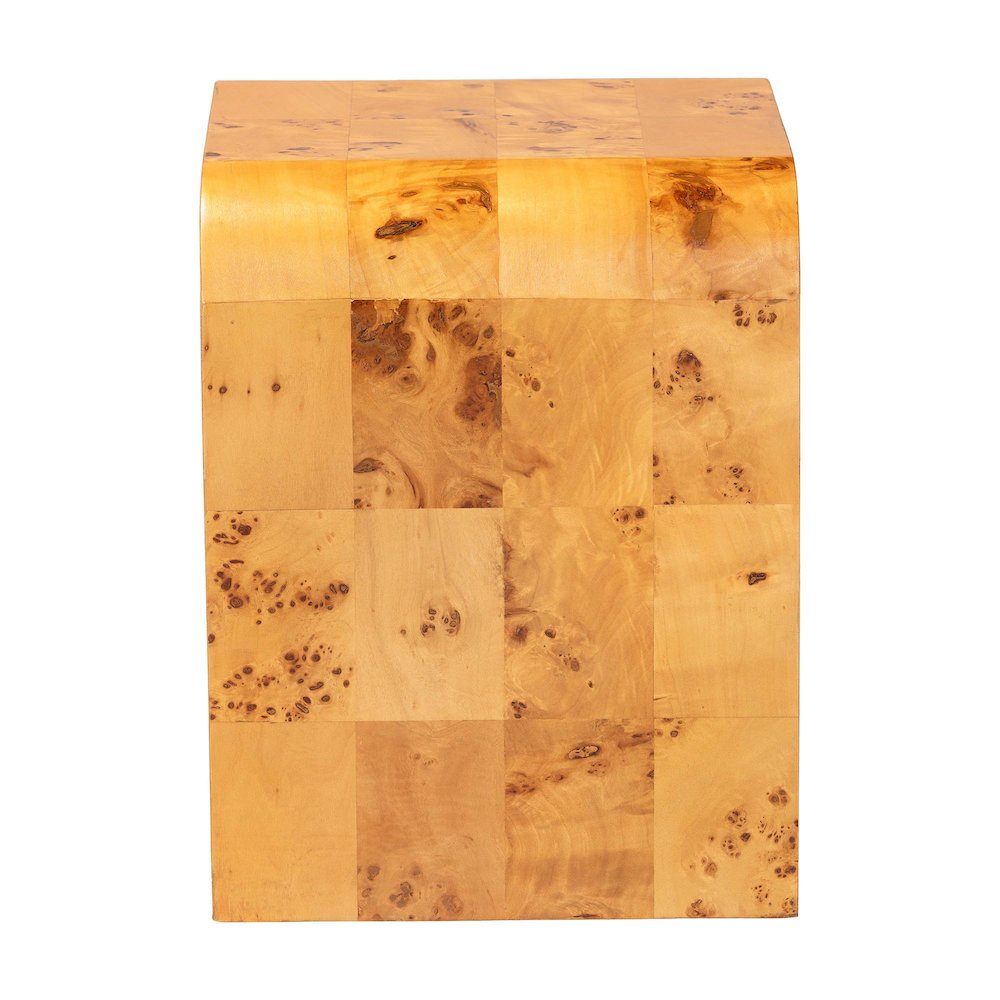 Revelle Modern and Contemporary Natural Light Mappa Real Burl Wood End Table. Picture 3