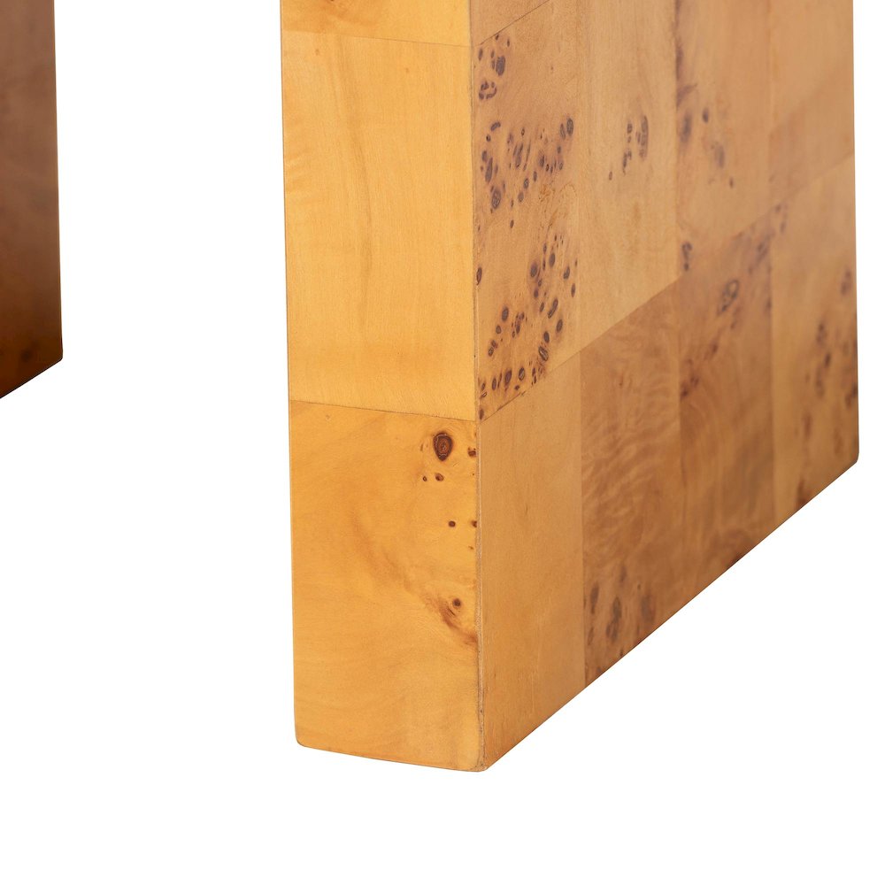 Revelle Modern and Contemporary Natural Light Mappa Real Burl Wood End Table. Picture 4