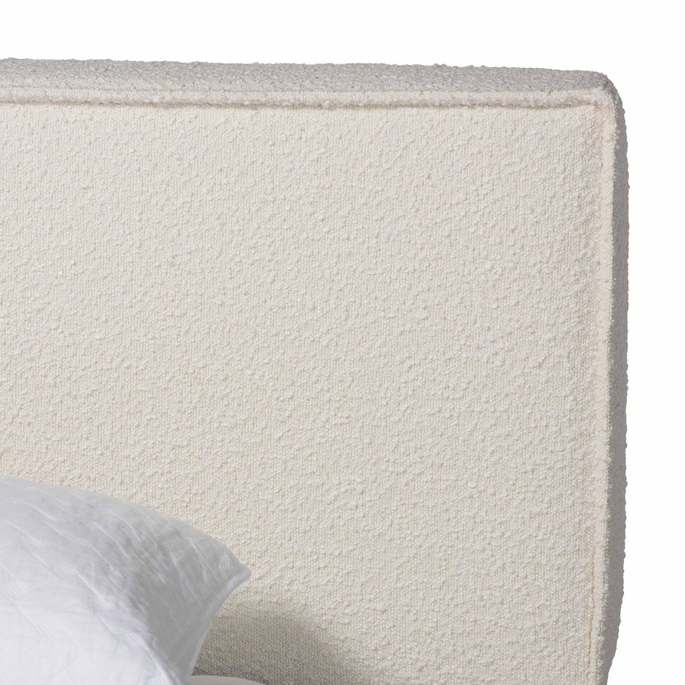 Bardia Modern Cream Boucle Queen Platform Bed with Wide Railing. Picture 4