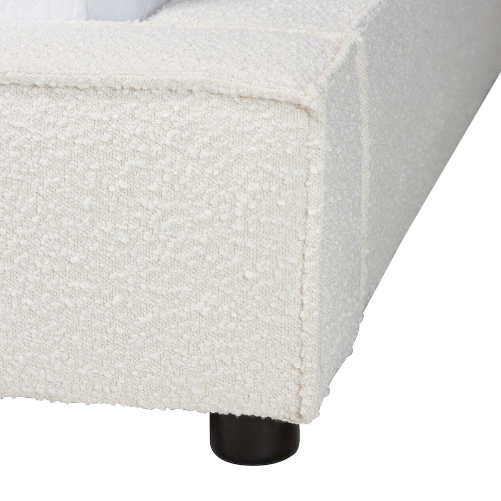 Bardia Modern Cream Boucle Queen Platform Bed with Wide Railing. Picture 5