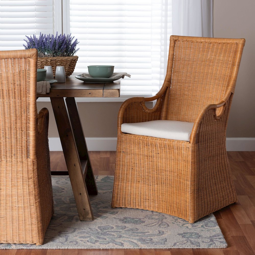 Amsterdam Bohemian Light Honey Rattan Dining Chair. Picture 8