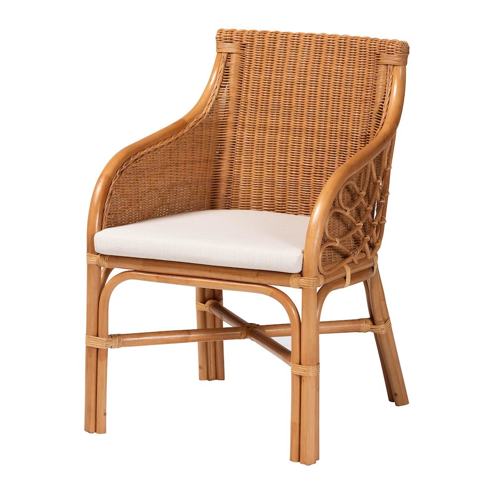 Carolyn Bohemian Light Honey Rattan Dining Chair. Picture 1