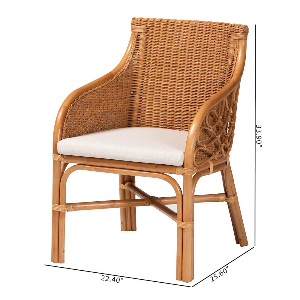 Carolyn Bohemian Light Honey Rattan Dining Chair. Picture 10