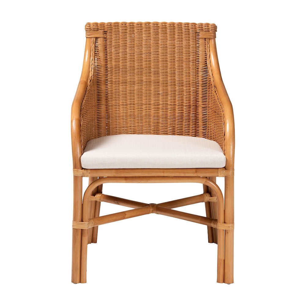 Carolyn Bohemian Light Honey Rattan Dining Chair. Picture 2