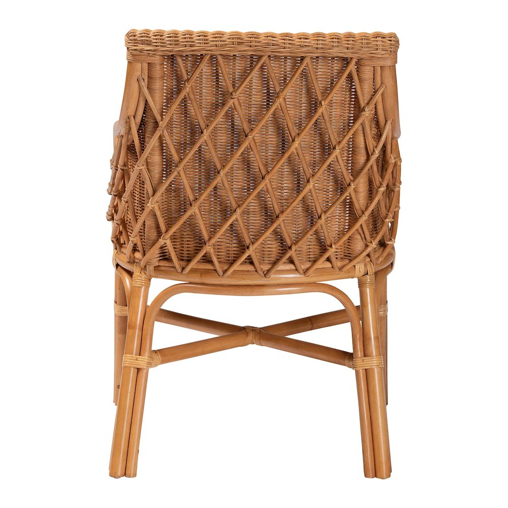 Carolyn Bohemian Light Honey Rattan Dining Chair. Picture 4
