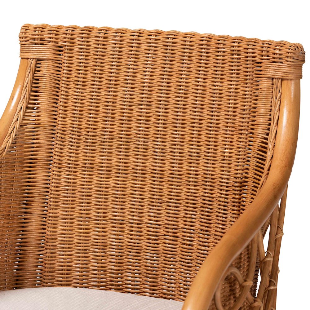Carolyn Bohemian Light Honey Rattan Dining Chair. Picture 5