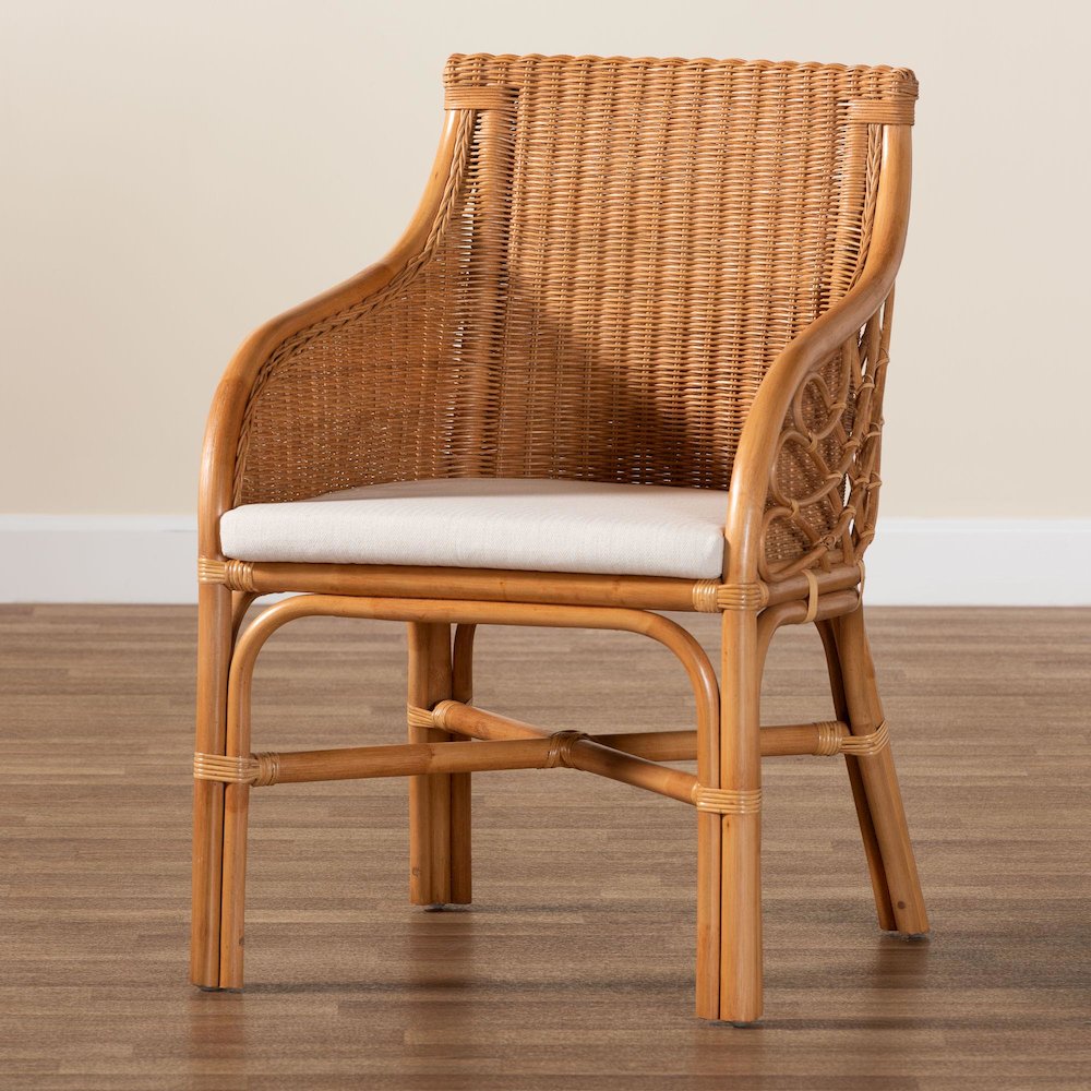 Carolyn Bohemian Light Honey Rattan Dining Chair. Picture 9