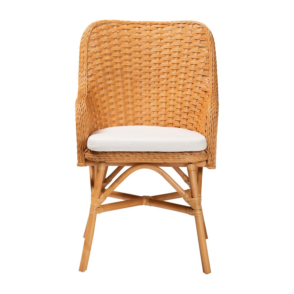 Celsie Bohemian Light Honey Rattan Dining Chair. Picture 2