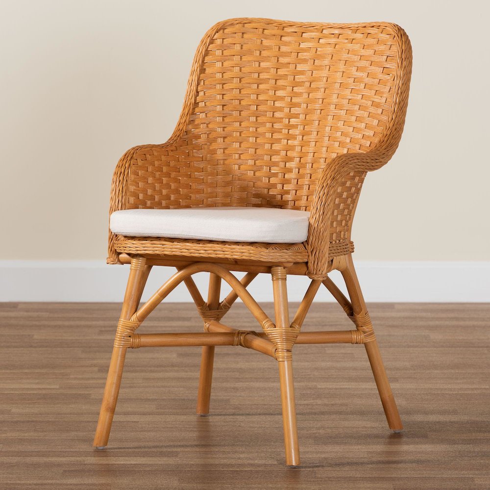 Celsie Bohemian Light Honey Rattan Dining Chair. Picture 9