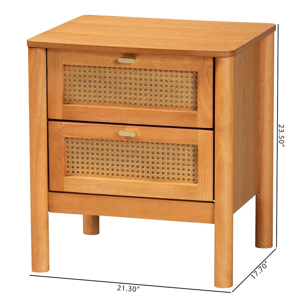 Baxton Studio Jenn Golden Brown Wood Japandi 2-Drawer Nightstand. Picture 10