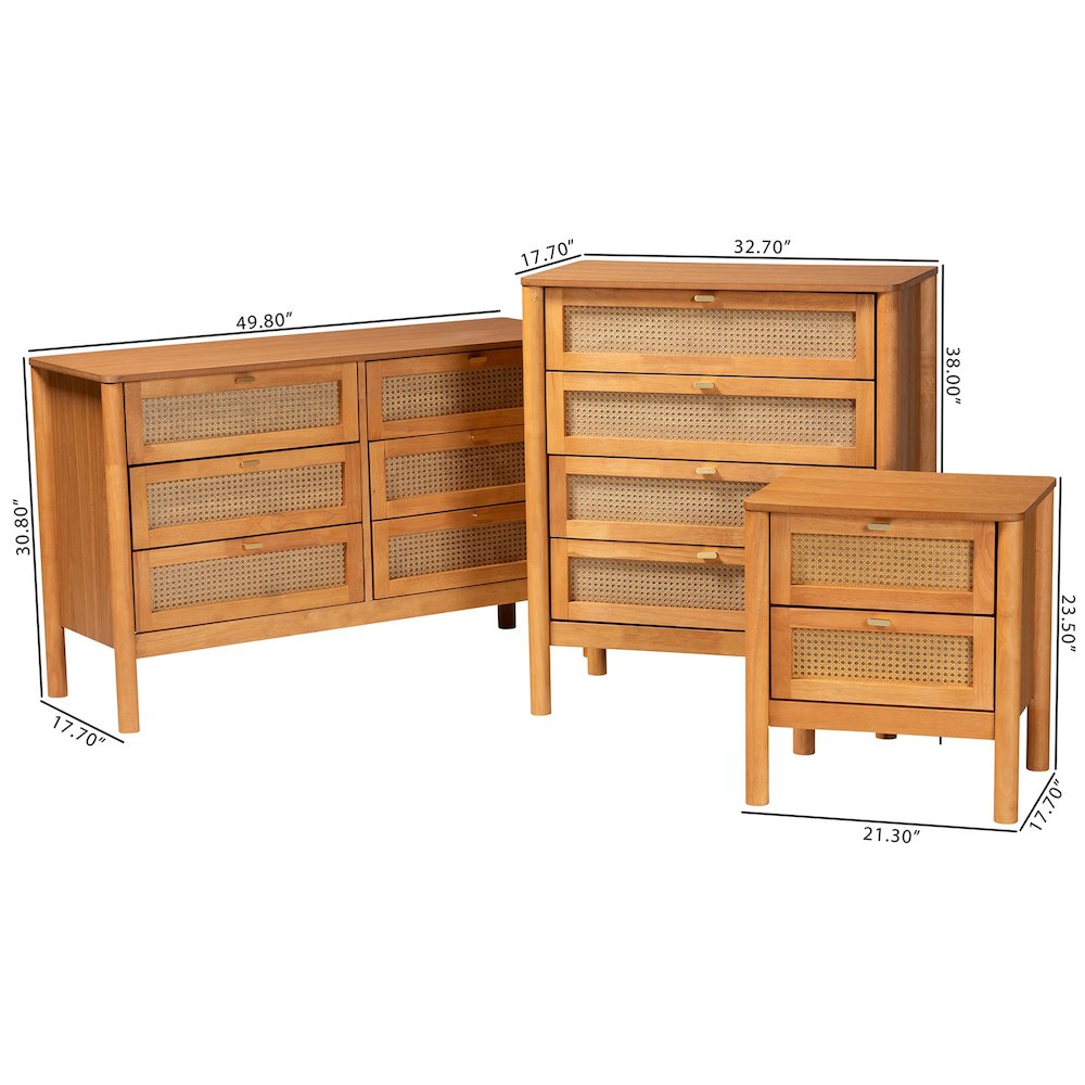 Jenn Golden Brown Wood Japandi 3-Piece Storage Set. Picture 10