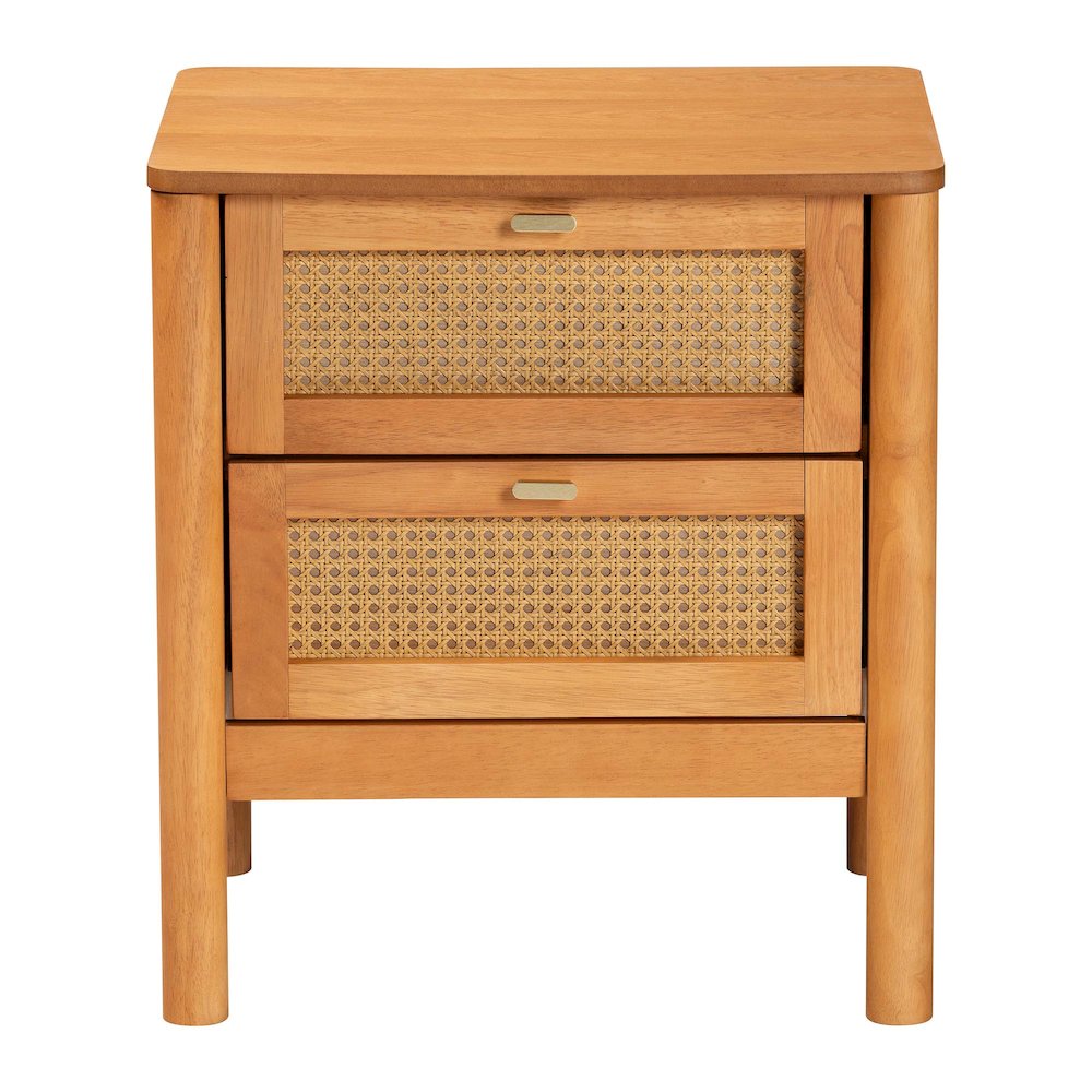 Baxton Studio Jenn Golden Brown Wood Japandi 2-Drawer Nightstand. Picture 3