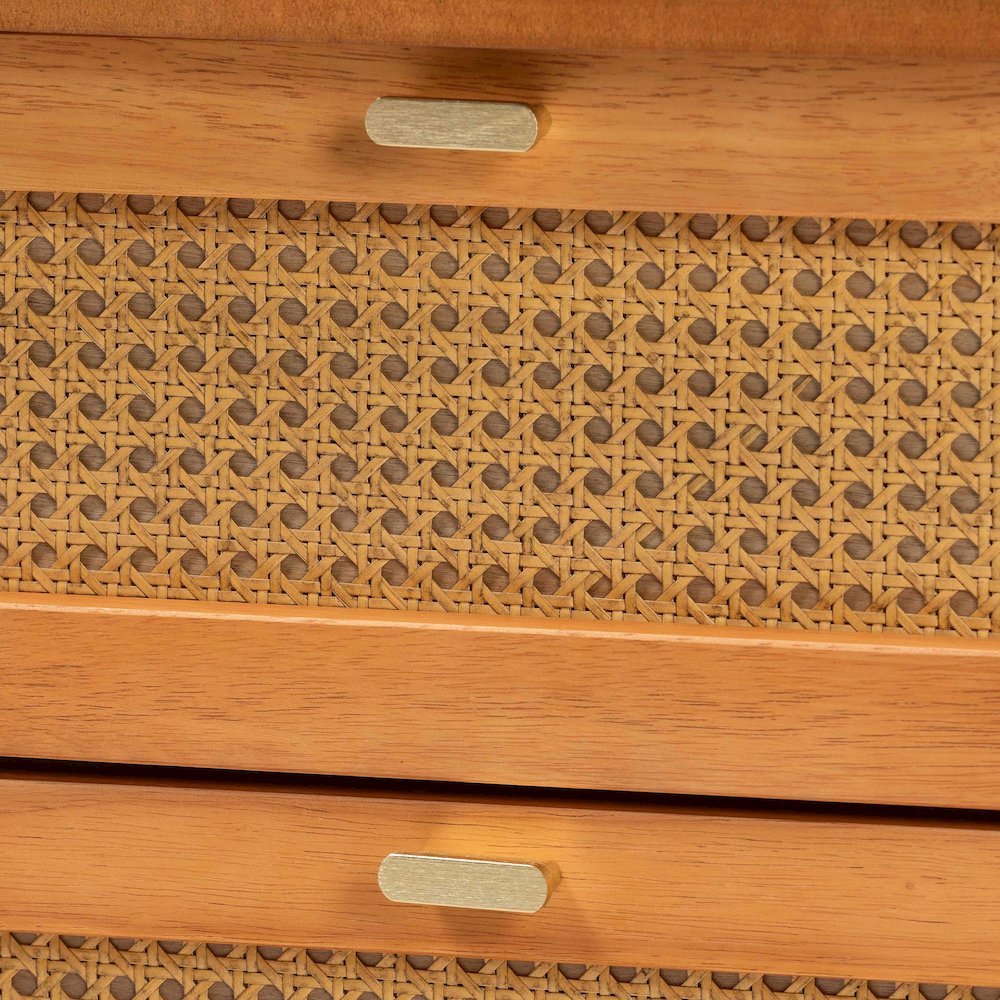 Baxton Studio Jenn Golden Brown Wood Japandi 2-Drawer Nightstand. Picture 5