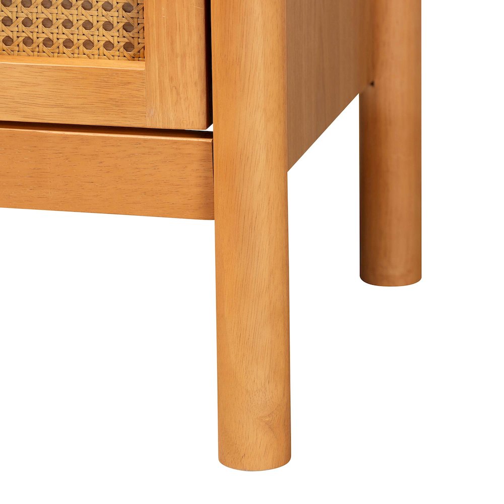 Baxton Studio Jenn Golden Brown Wood Japandi 2-Drawer Nightstand. Picture 6