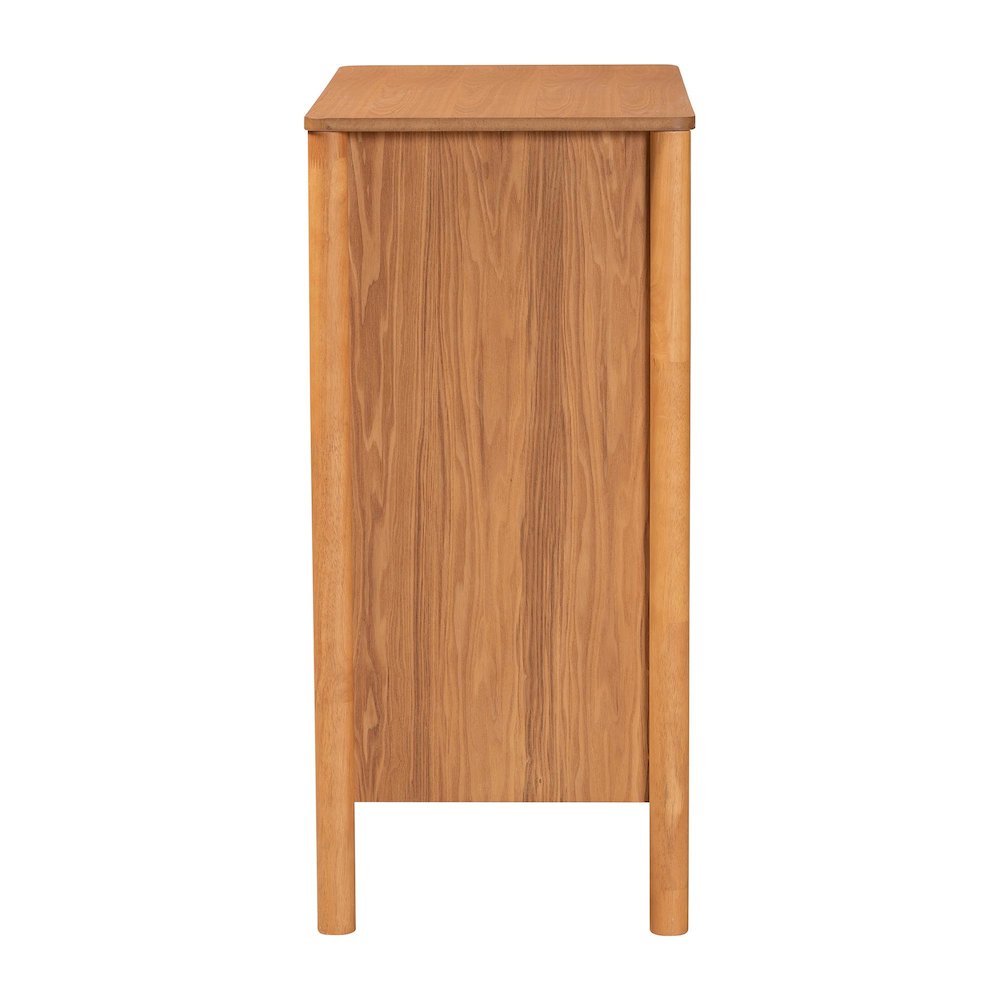 Jenn Golden Brown Wood Japandi 4-Drawer Chest with Distressed-Finished Rattan. Picture 4
