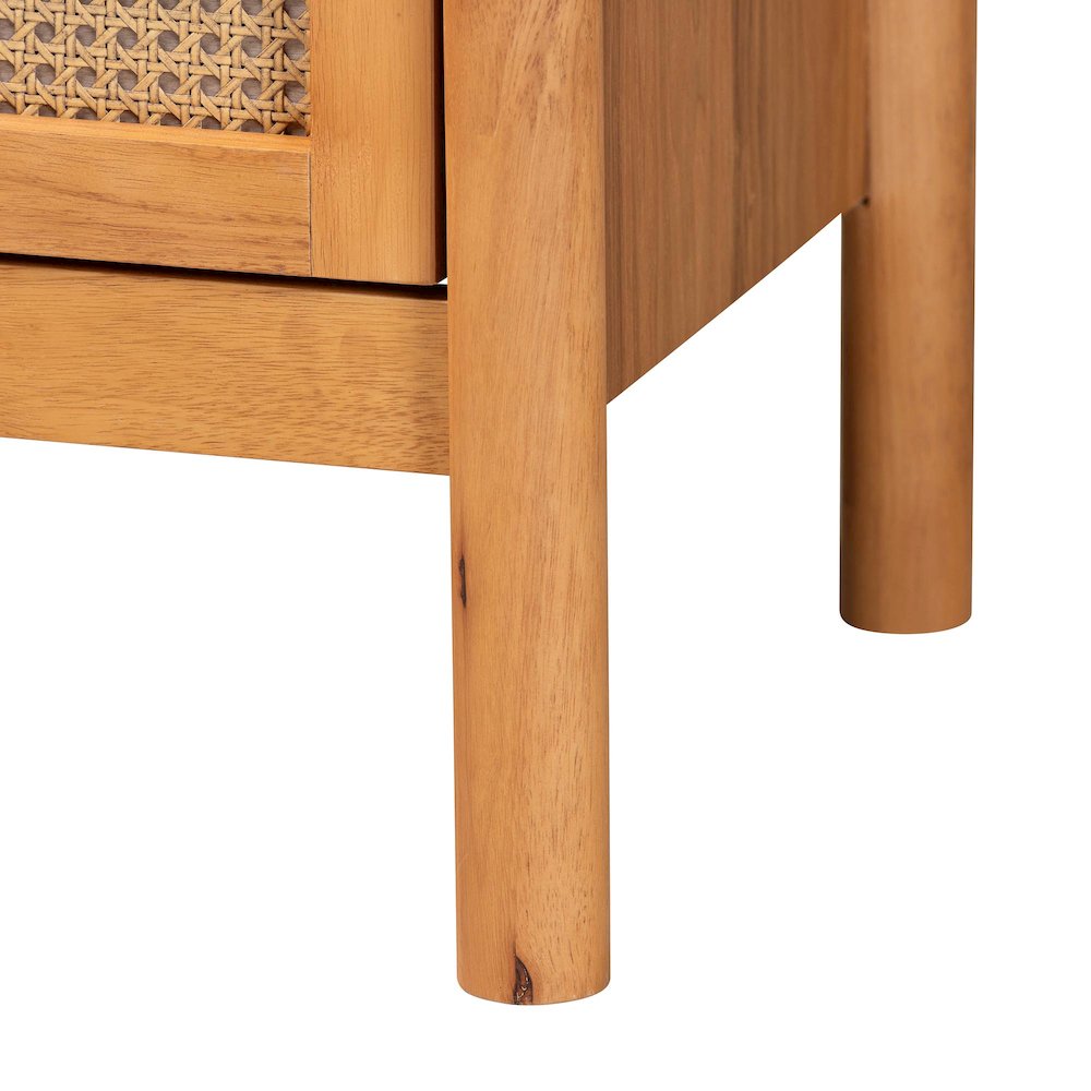 Jenn Golden Brown Wood Japandi 4-Drawer Chest with Distressed-Finished Rattan. Picture 6
