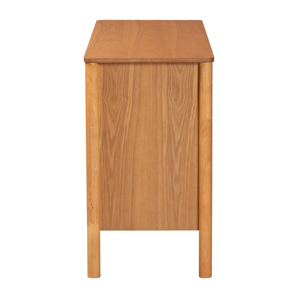 Jenn Golden Brown Wood Japandi 6-Drawer Dresser with Distressed-Finished Rattan. Picture 4