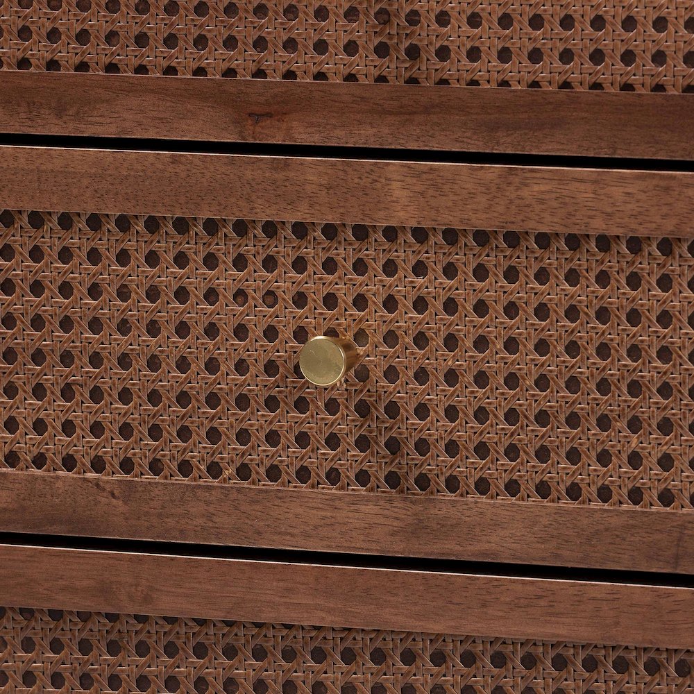 Studio Alyssa Japandi Walnut Brown Wood 6-Drawer Dresser. Picture 5
