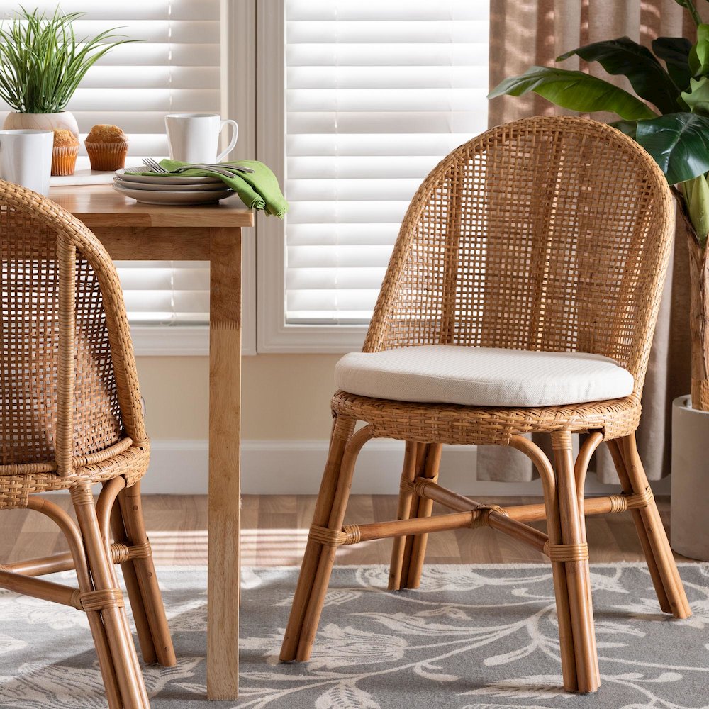 Daniela Bohemian Light Honey Rattan Dining Chair. Picture 8