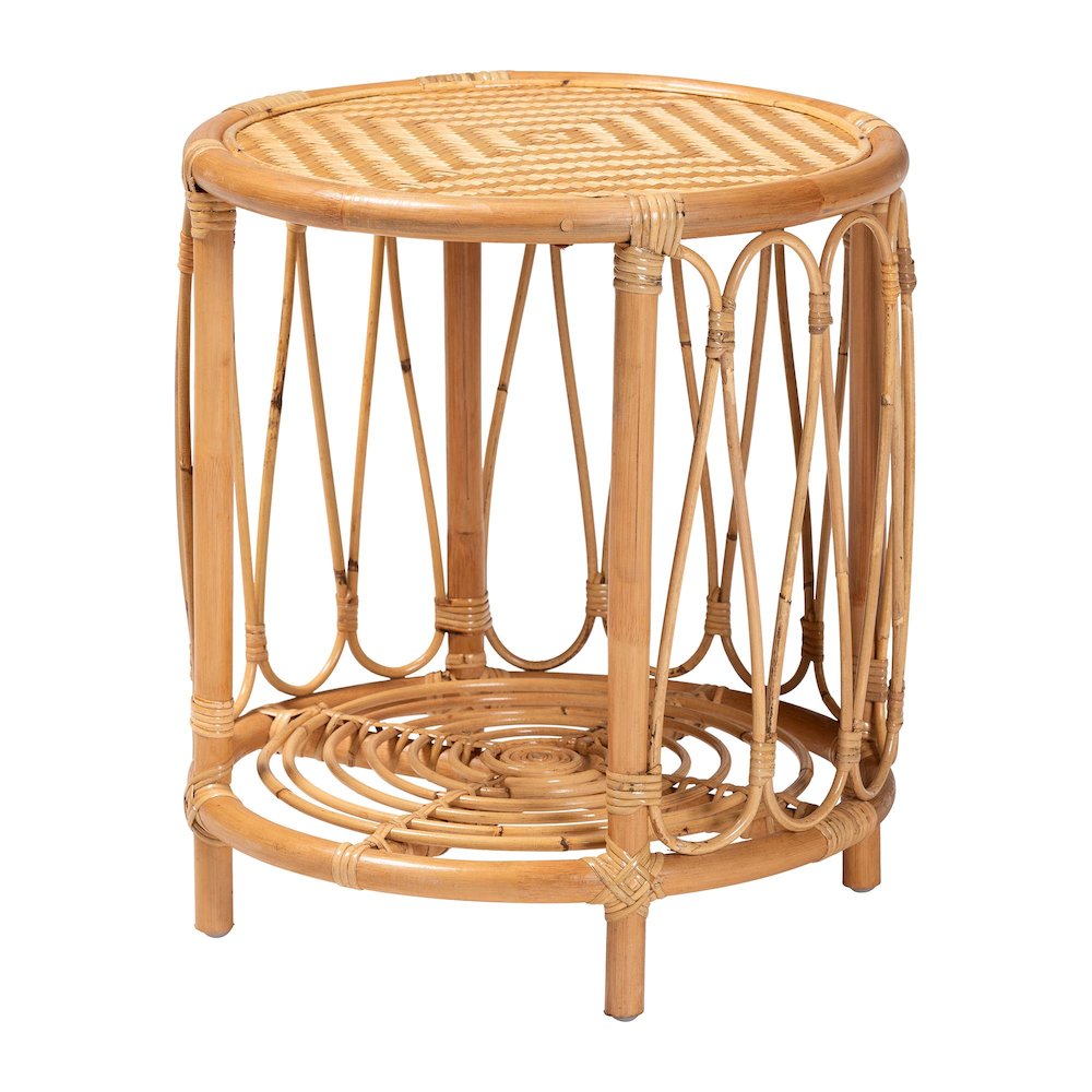 Berilo Bohemian Light Honey Rattan End Table. Picture 1