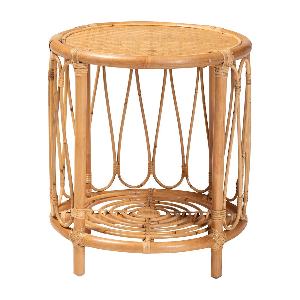 Berilo Bohemian Light Honey Rattan End Table. Picture 2