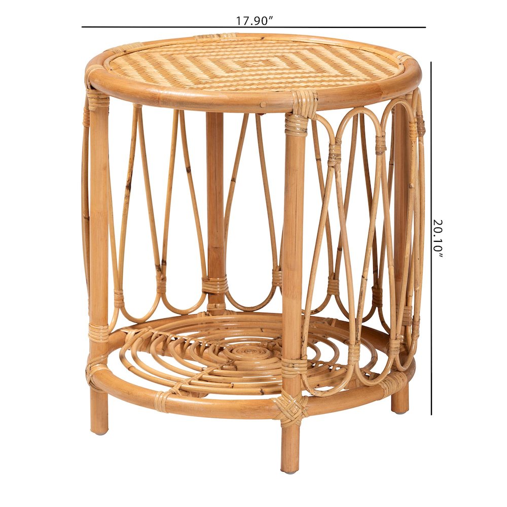 Berilo Bohemian Light Honey Rattan End Table. Picture 8
