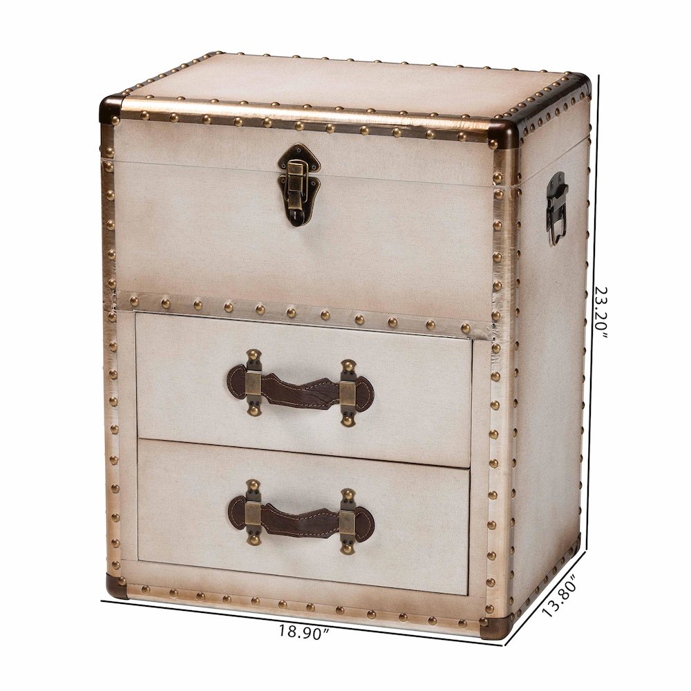 Studio Agatha Vintage Coffee Canvas 2-Drawer Storage Trunk. Picture 12